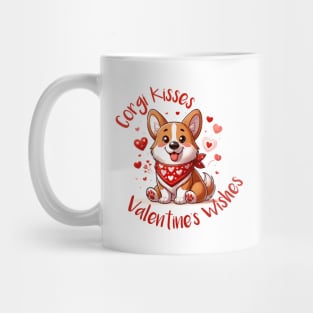 Adorable Valentine Corgi with Heart Bandana Mug